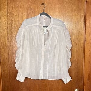 Free People White Button-Up Blouse